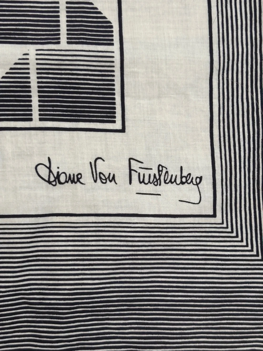 Diane Von Furstenberg Black and White Geometric Cotton Scarf